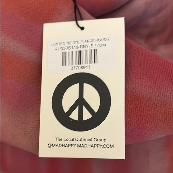 Madhappy Límite Tie Dye Fleece Hoody. Ruby Unisex size Small NWT - Picture 7 of 8